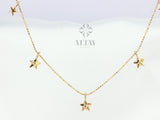 14K Gold Gold Star Necklace, Charm Necklace