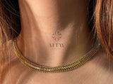14K Gold Double Curb Chain Necklace, 8mm Vienna Chain Choker