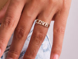 14K Gold Love Ring, Love Word Signet Ring