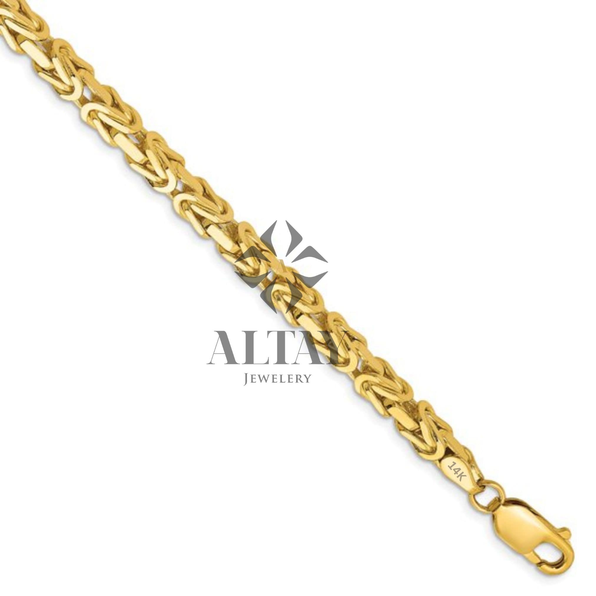 14K Gold Byzantine Chain Bracelet, 3.5MM Byzantine Gold Bracelet, King Byzantine Gold Chain, Byzantine Bali Bracelet, Men Women Bracelet