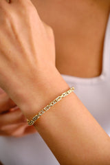 14K Gold Byzantine Chain Bracelet, 3.5MM Byzantine Gold Bracelet