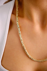 14K Gold Byzantine Chain Necklace, 4.3MM Byzantine Gold Choker