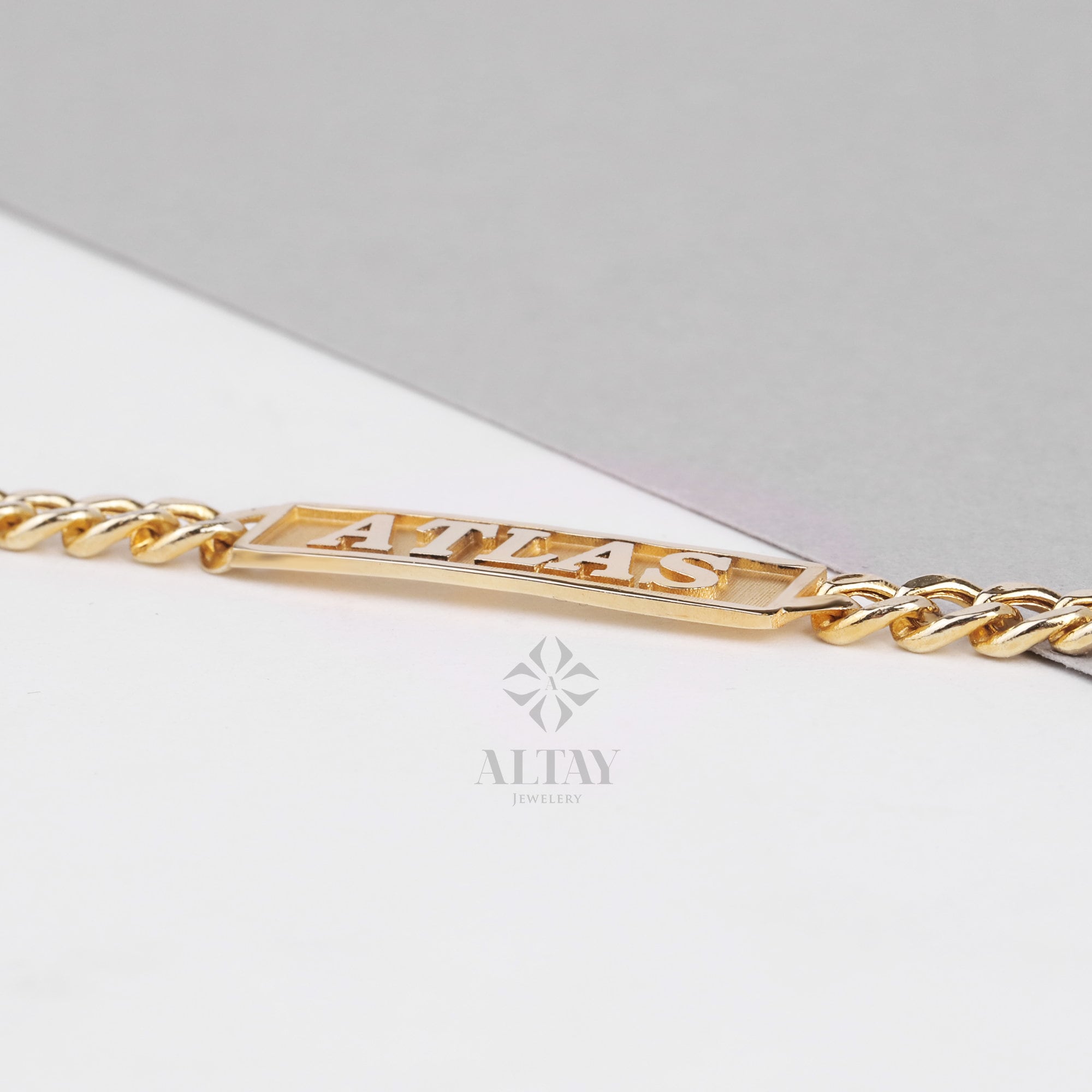 14K Gold Name Bracelet, Nameplate Cuban Link Bracelet, Gold Custom Engraved ID Bar, Curb Chain Name Bracelet, Personalized Gift For Her Him