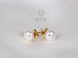 14K Gold Pearl Balls Earring, Shiny Finish