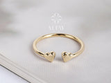 14K Gold Heart Ring, Personalized Open Minimalist Heart