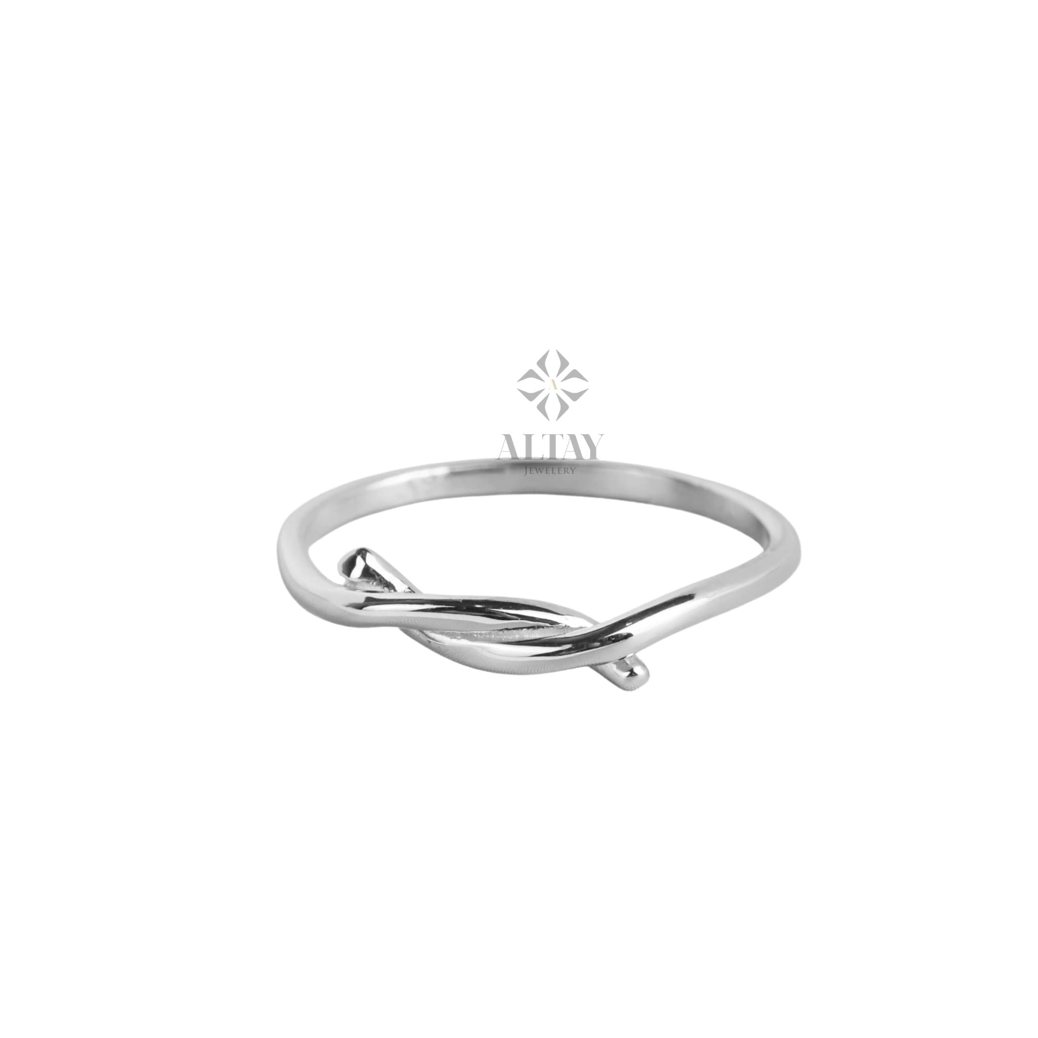 14K Solid Gold Knot Ring, Minimalist Tie Ring, Stacking Ring, Dainty Knuckle Band, Delicate Tangle, Fashion Jewelry Ring, Gift for Her