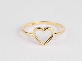 14K Solid Gold Heart Ring, Minimalist  Dainty Stackable Ring