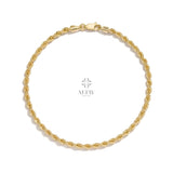14K Gold Rope Chain Bracelet, Twisted Rope Chain Bracelet