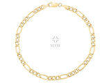 14K Gold Figaro Chain Bracelet, 5mm Layering Mariner Chain
