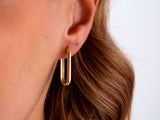 14K Gold Oblong Rectangle Earrings, Rectangle and Oval Shape Earrings