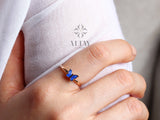 14K Gold Butterfly Ring, Dainty Gold Stacking Ring