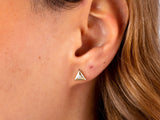 14K Gold Triangle Stud Earrings Cz Diamond Earrings, Minimalist Dainty Earrings