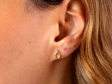 14K Gold CZ Diamond Pear Stud Earrings, Tear Drop Earrings