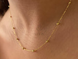 14K Gold Bead Chain Necklace, Mini Balls Necklace