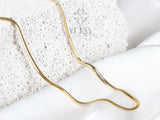 14K Gold Snake Chain Necklace, Gold Herringbone Chain