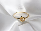 14K Solid Gold Flower Ring, Dainty Ring