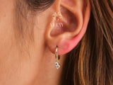 14K Gold Dangling Drop Earrings, Cz Diamond Earrings