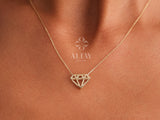 14K Gold Diamond Shape Pendant, Diamond Cutout Necklace