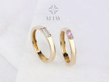 14K Gold Birthstone Ring, Baguette Gemstone Band