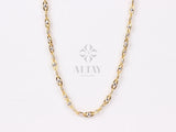 14K Gold Two Tone Beaded Chain Necklace, Oval Bead Chain Choker