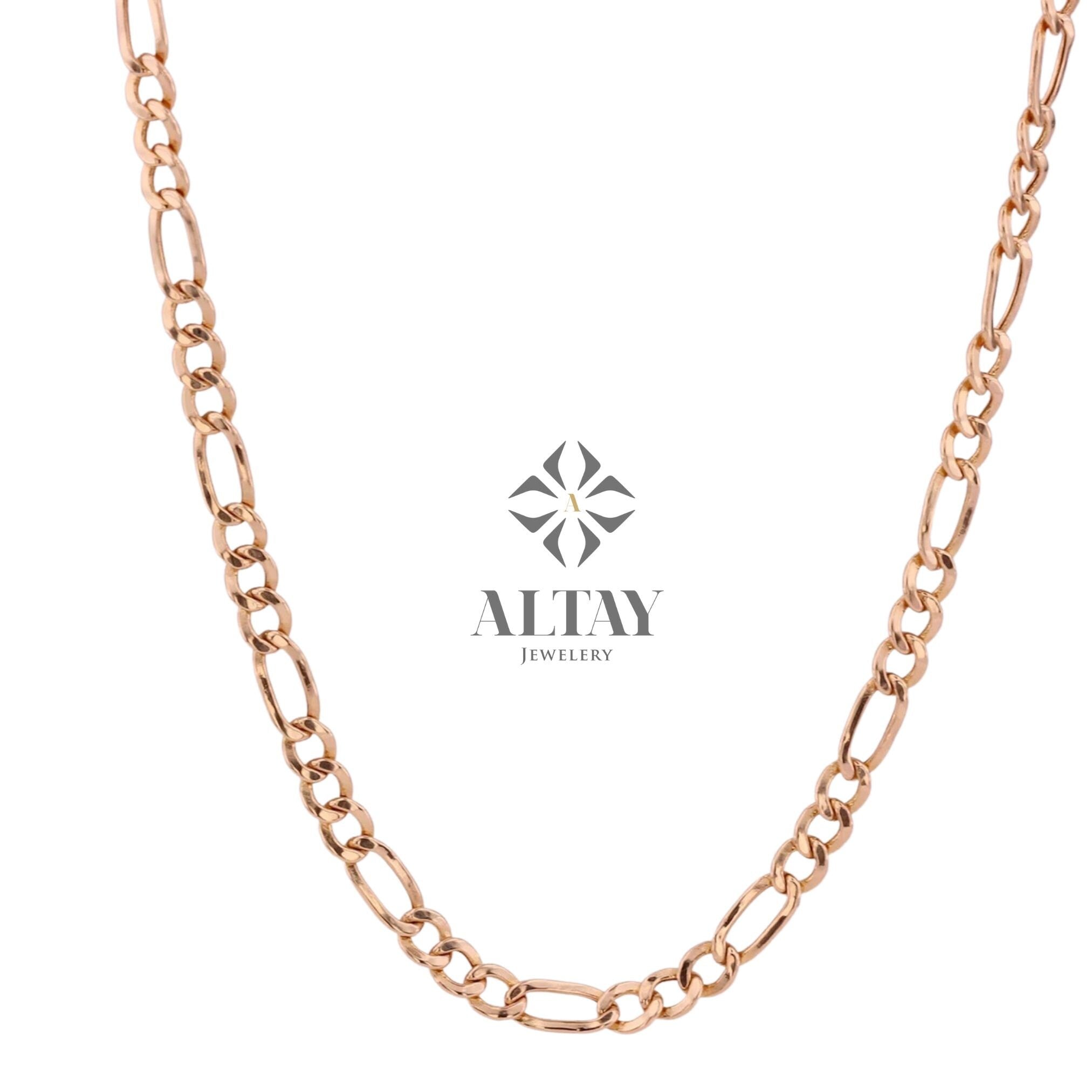 14K Gold Figaro Chain Necklace, 4MM Figaro Chain Choker, Dainty Layering Gold Necklace, Men Women Figaro Chain Necklace, Thick Link Chain