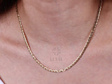 14K Gold Anchor Mariner Chain Necklace, 3mm 4mm Flat Choker