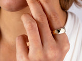 14K Gold Edge Ring, Dainty Gold Dome Band Ring