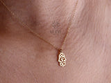 14K Gold Hamsa Necklace, Fatima Hand Pendant
