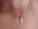 14K Gold Hamsa Necklace, Fatima Hand Pendant