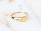 14K Gold Pentagon Signet Ring, Gold Signet Ring