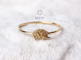 14K Gold Hedgehog Ring, Hedgehog Gold Band