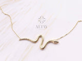 14K Gold Snake Necklace, Gold Snake Pendant