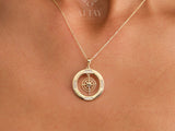 14K Gold Compass Necklace, Polaris Necklace