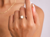 14K Gold Round Signet Ring, Personalized Initial Ring