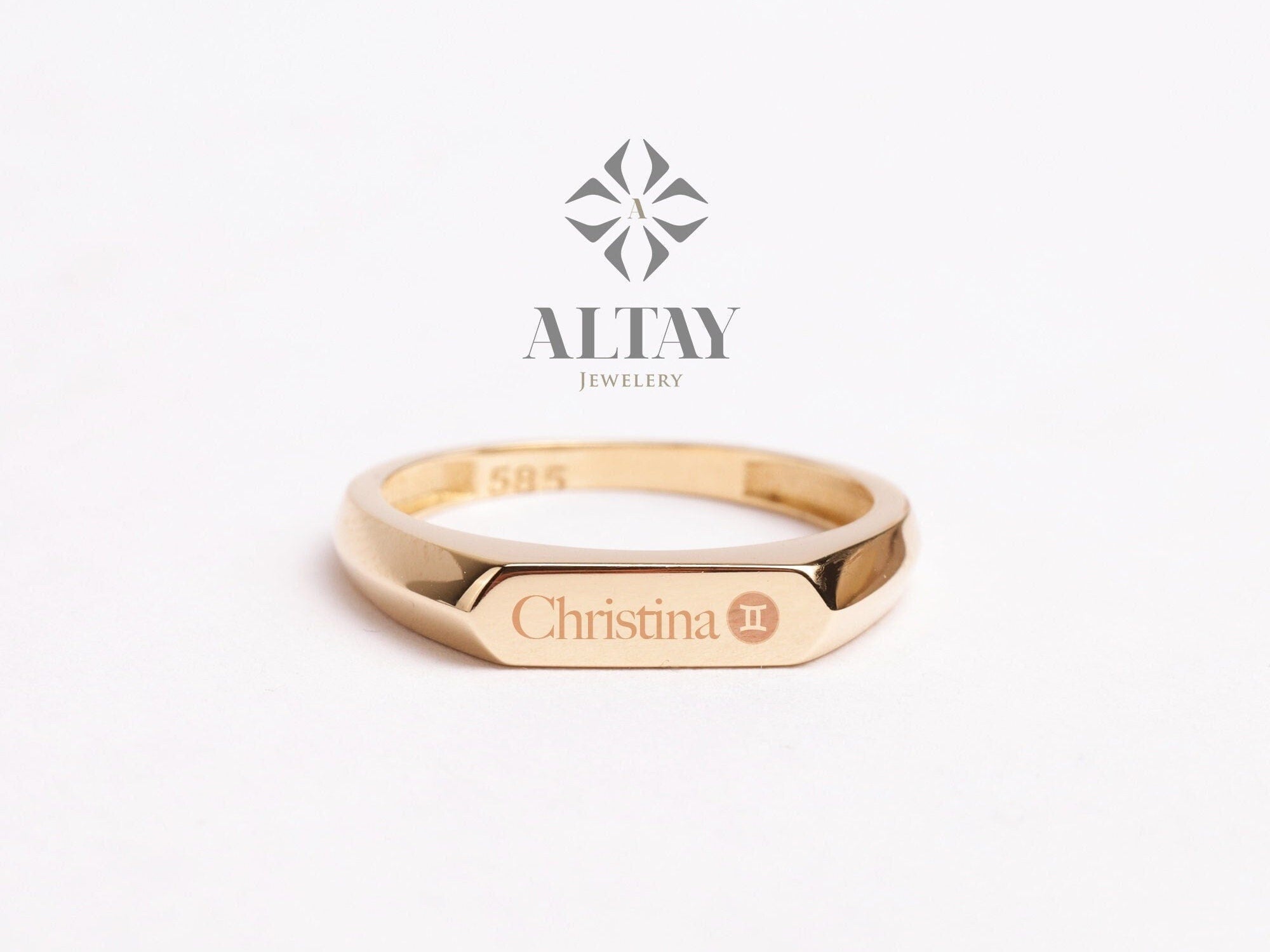 14K Gold Name Ring, Personalized Name Ring, Stacking Name Ring, Initial Gold Ring, Custom Name Ring, Letter Ring, Bridesmaid Gift For Her