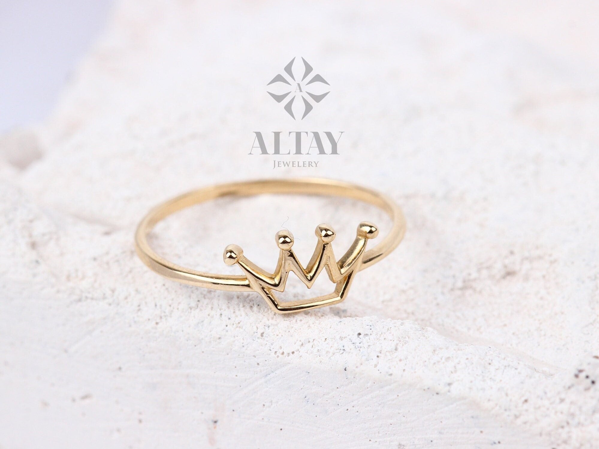 14K Gold Crown Ring, Dainty Gold Princess Crown Ring, Gold Princess Ring, Gold Tiara Ring, Gold Queen Ring, Birthday Gift for Her