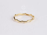 14K Solid Gold Wave Ring, Gold Twig Band