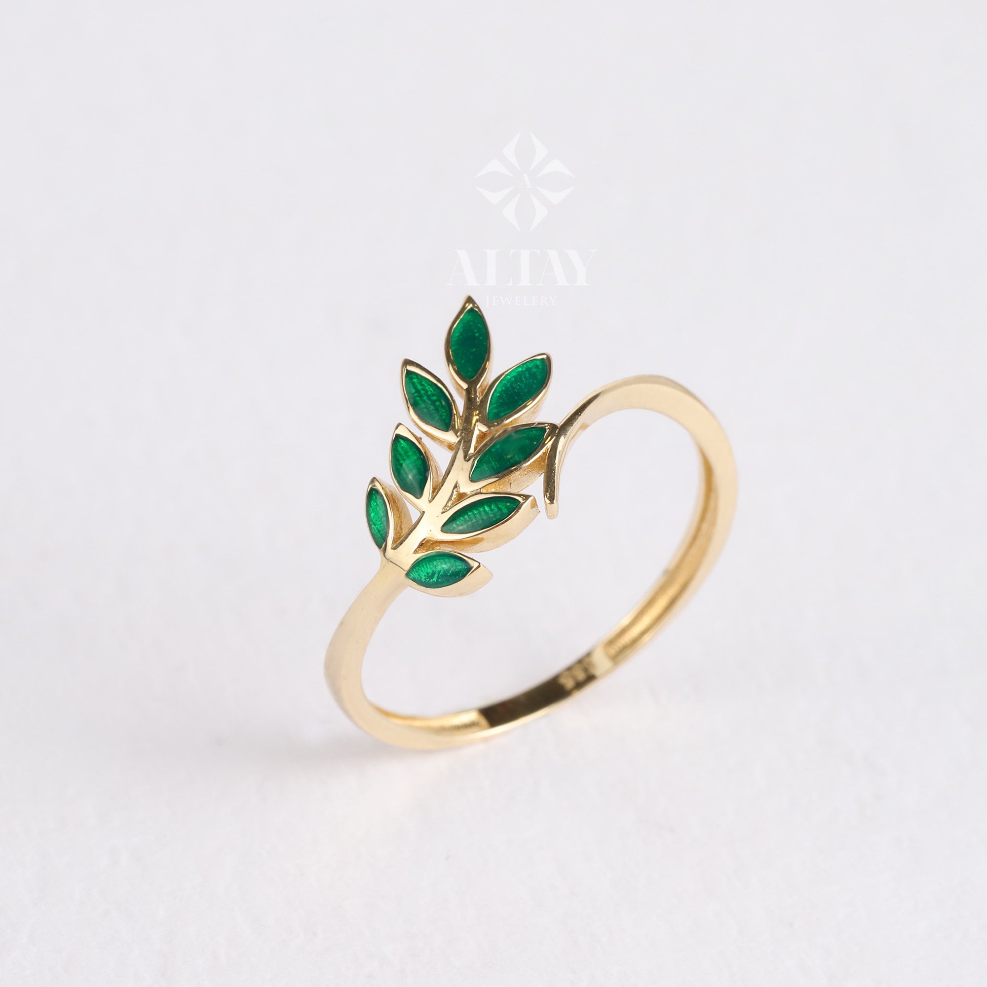 14K Gold Leaf Branch Ring, Gold Leaf Twig Ring, Rose Gold Leaf Ring, Layering Ring, Vine Ring, Laurel Ring, Nature Jewelry, Tree ring