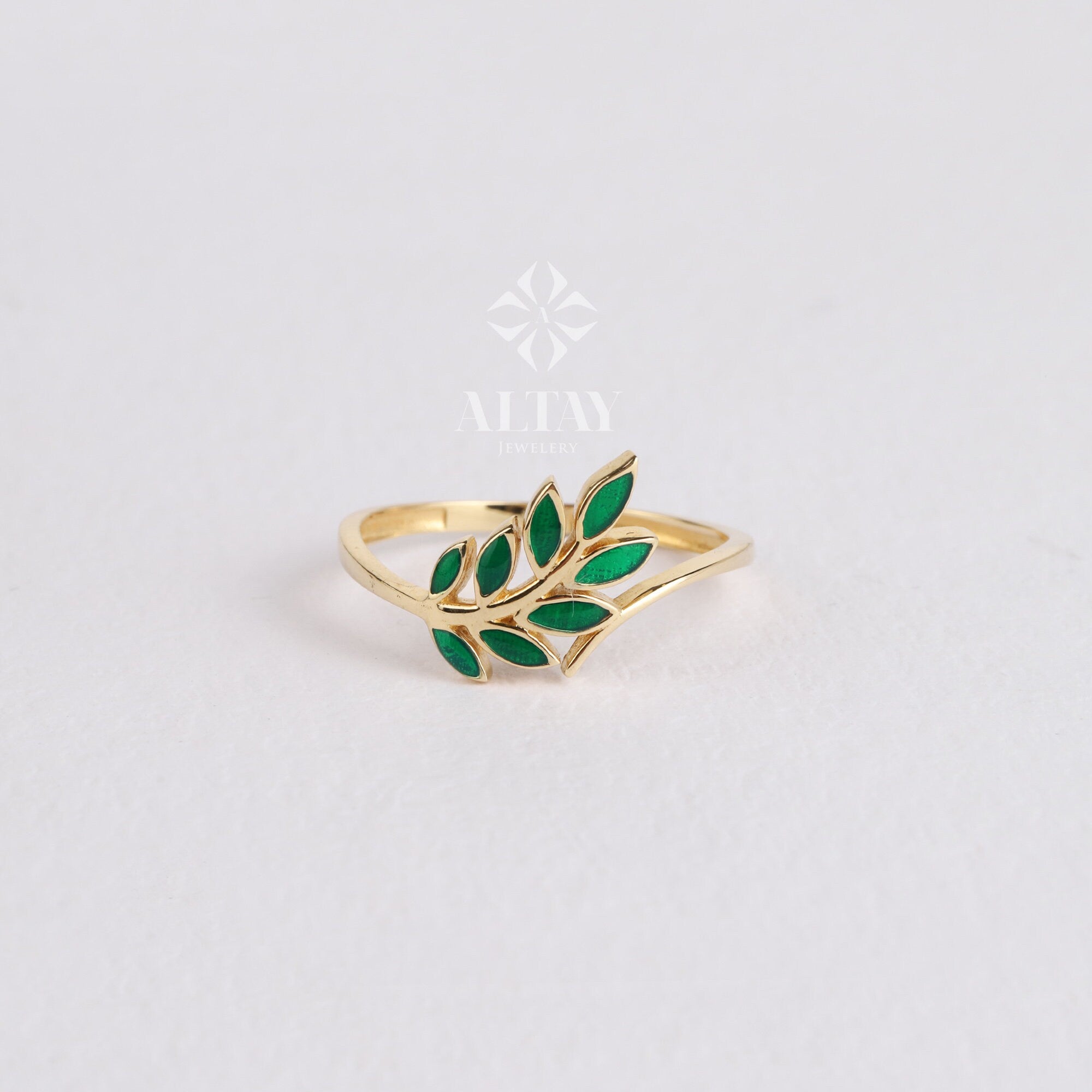 14K Gold Leaf Branch Ring, Gold Leaf Twig Ring, Rose Gold Leaf Ring, Layering Ring, Vine Ring, Laurel Ring, Nature Jewelry, Tree ring