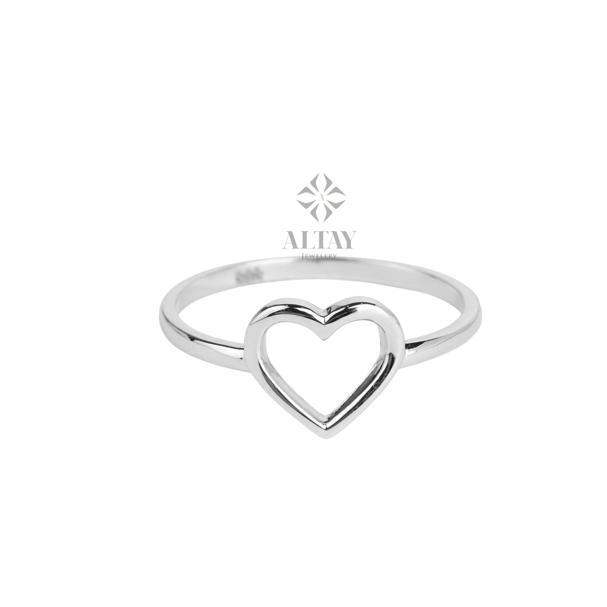 14K Solid Gold Heart Ring, Minimalist Dainty Stackable Ring, Promise Ring, Valentine Heart Ring, Tiny Love Shape, Gift For Her, Real Gold