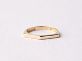 14K Gold Edge Ring, Dainty Geometric Band Ring