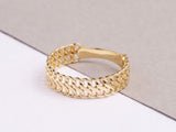 14K Gold Vienna Chain Ring, 5mm Double Curb Chain Ring
