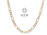 14K Gold Figaro Chain Necklace, 4MM Figaro Chain Choker