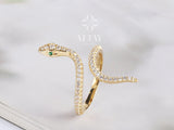 14K Gold Snake Ring, Snake Band