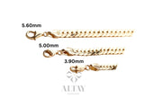 14K Gold Cuban Link Bracelet, 4mm 5mm 6mm Curb Chain Bracelet