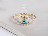 14K Solid Gold Evil Eye Ring, Evil Eye Stone