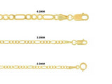 14K Gold Figaro Chain Necklace, 2mm 3mm 4mm Figaro Choker