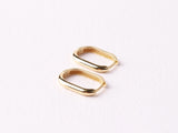 14K Gold Oblong Rectangle Earrings, Rectangle and Oval Shape Earrings