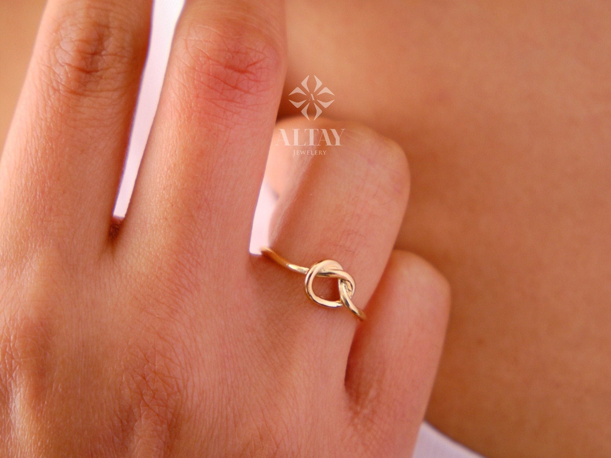 14K Solid Gold Knot Ring, Tie The Knot Ring, Dainty Knot Ring, Minimalist Fashion Stackable, Delicate, Pretzel Knot Ring, Twisted Wire Tie