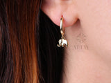14K Solid Gold Elephant Earring, Huggie Gold Earring